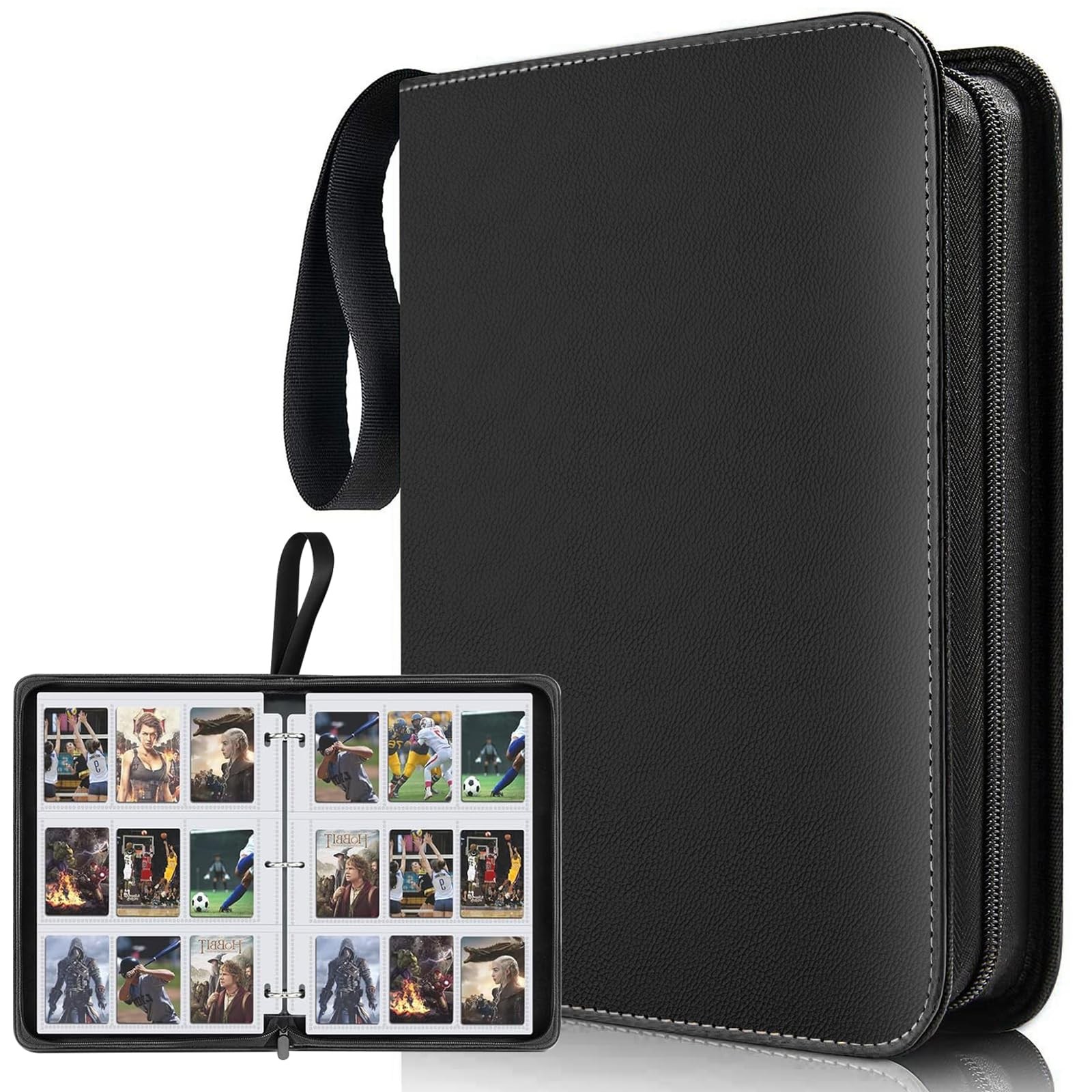 Sports Card Binder 9 Pocket,Premium Zipper Trading Card Holder with Card Slee...