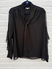 Somerset by Alice Temperley Sheer Black Frill Back Top Size UK 12