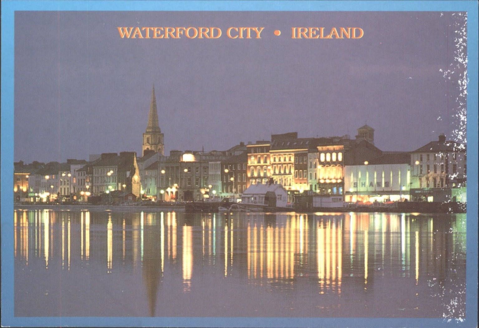 Waterford City Ireland Night View River Suir John Hinde Postcard