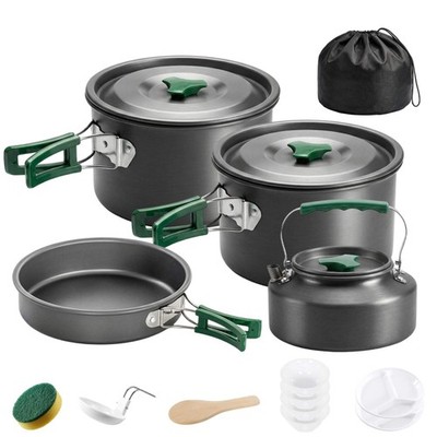 Camping Kochgeschirr Set für 4-5 Personen, leichtes Aluminium Camping Kochset w