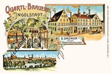 AK  Ingolstadt Quartl Brauerei Bier  Kopie einer Litho von ca. 1900