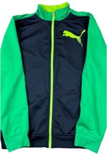 Puma Track Jacket Full Zip Athletic Polyester Black Neon Green Boys XL Youth