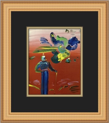 Peter Max Sage with Cane and Abstract Cloud Custom Framed Print Free Shipping