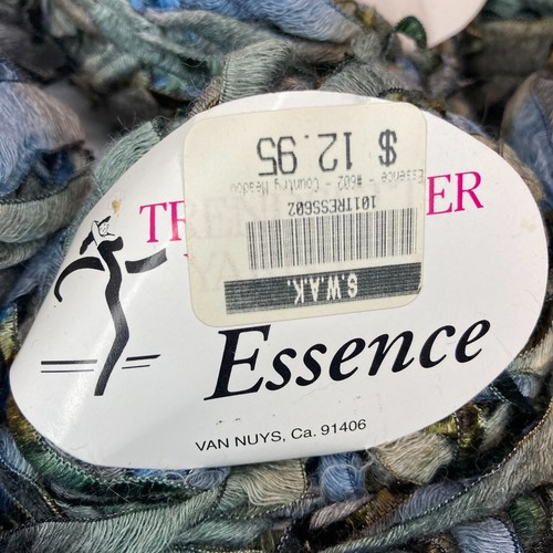 Trendsetter Essence Yarn Lot of 13 novelty ribbon balls #602 Country Meadow Blue - Picture 2 of 12