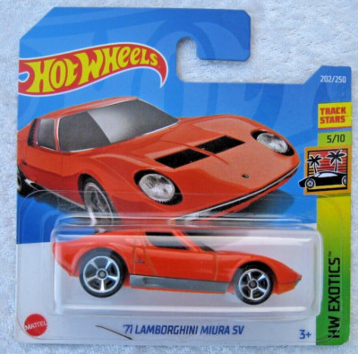 HOT WHEELS '71 LAMBORGHINI MIURA SV HW EXOTICS ORANGE MINT SHORT CARD A