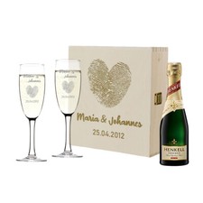 4-TLG Sekt Geschenkset zur Hochzeit mit personalisierte Wunschgravur - Verlobung