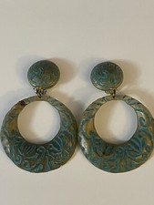 Vintage Large Statement Hoop Dangle Earrings