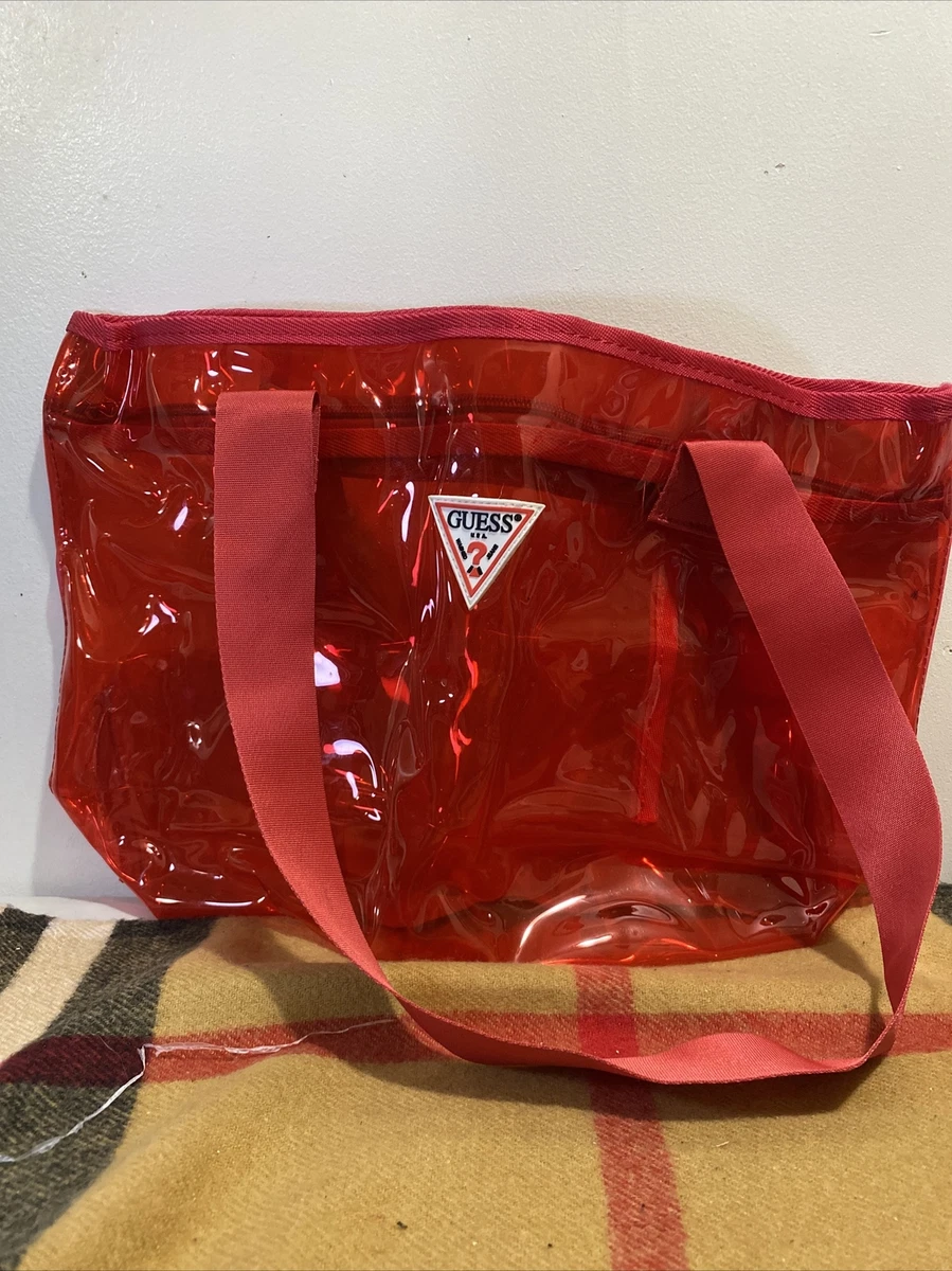 GUESS Tote Red Transparent Bag