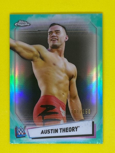 Austin Theory WWE Topps Chrome 2021 Numbered /150 Parallel Wrestling Card