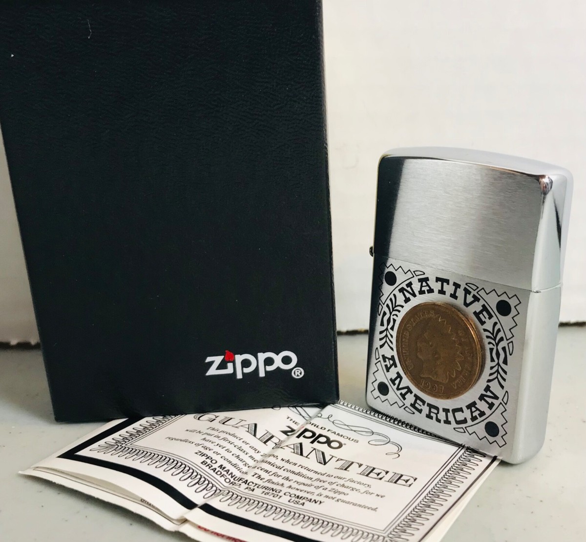 インディアン*エナメル七宝 *アメリカン.ナショナルバンク*ビンテージzippo ZIPPO Native American 1907 Indian Head Penny - Full Size