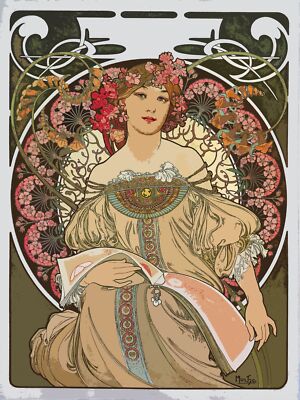 Decoration Poster.Wall Room interior design.Art Nouveau.Mucha
