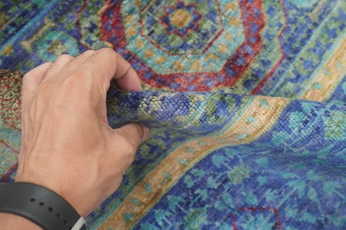 4'4" x 6'5" Blue Mamluk Afghan Hand Knotted Medallion Area Rug - Picture 15 of 21