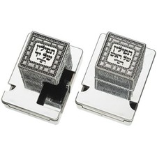 Silver-Colored Tefillin Pair of Storage Boxes with Metal Plates – Size 32