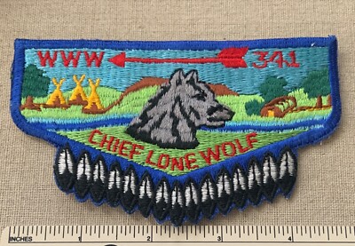 Vintage 1960s OA LODGE 341 CHIEF LONE WOLF Flap PATCH Adobe Walls Area Council