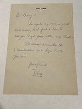 Dane Clark Hand Signed and Hand Written Letter