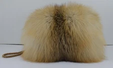 Real Golden Island Fox Fur Hand Muff Manufactured in US down satin lining New