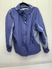 VNTG COLUMBIA Womens Bugaboo Jacket SZ L Zip Snap Button Windbreaker Collar Blue