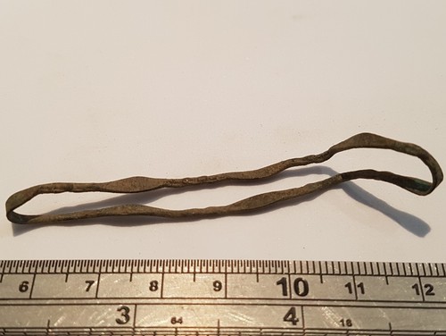 Roman Ladies bronze bracelet bent as pictured found in England uncleaned c. L24m