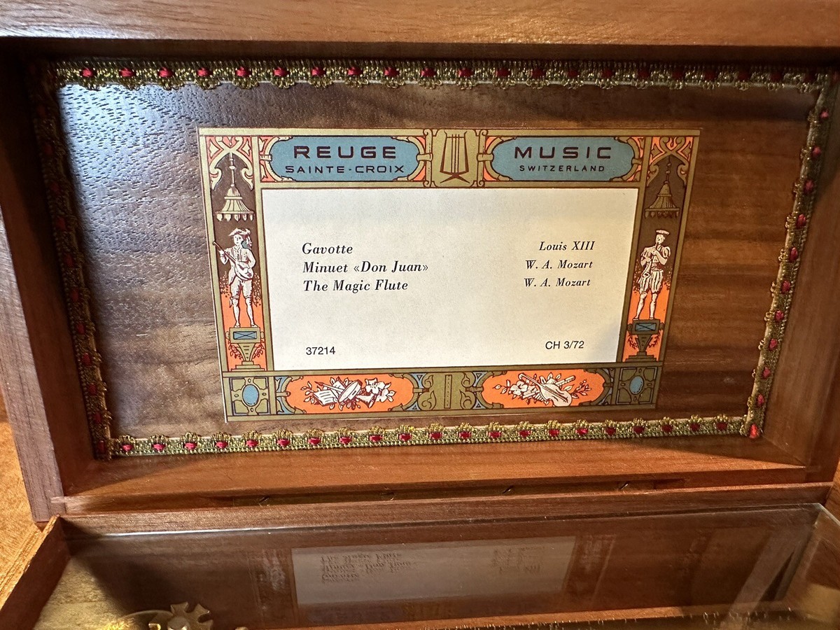 Reuge ミュウジックボックス　CH 3/72 37214 EXC Vintage Reuge Music Box CH 3 / 72. Crystal Clear Glass