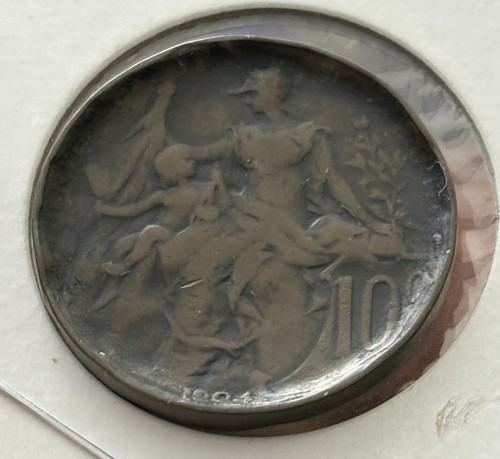 1904 France 10 Centimes Spooned Coin Hobo Art - 第 2/5 張圖片