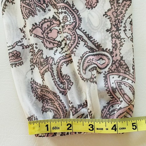 Loft Damen Top S Schulterfrei Paisley kariert transparent gefüttert rosa grau Langarm - Bild 13 von 15