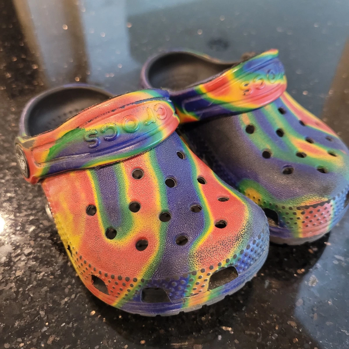Crocs Toddler Size 5c Tie Dye Slip on Shoes In Great Shape eBay