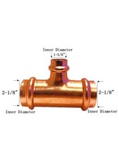Libra Supply 2'' x 2'' x 1-1/2” inch Press Copper Reducing Tee, P x P x P