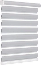 Cordless CUSTOM Size Light Filtering Dual Layer Zebra Shades Roller Blinds