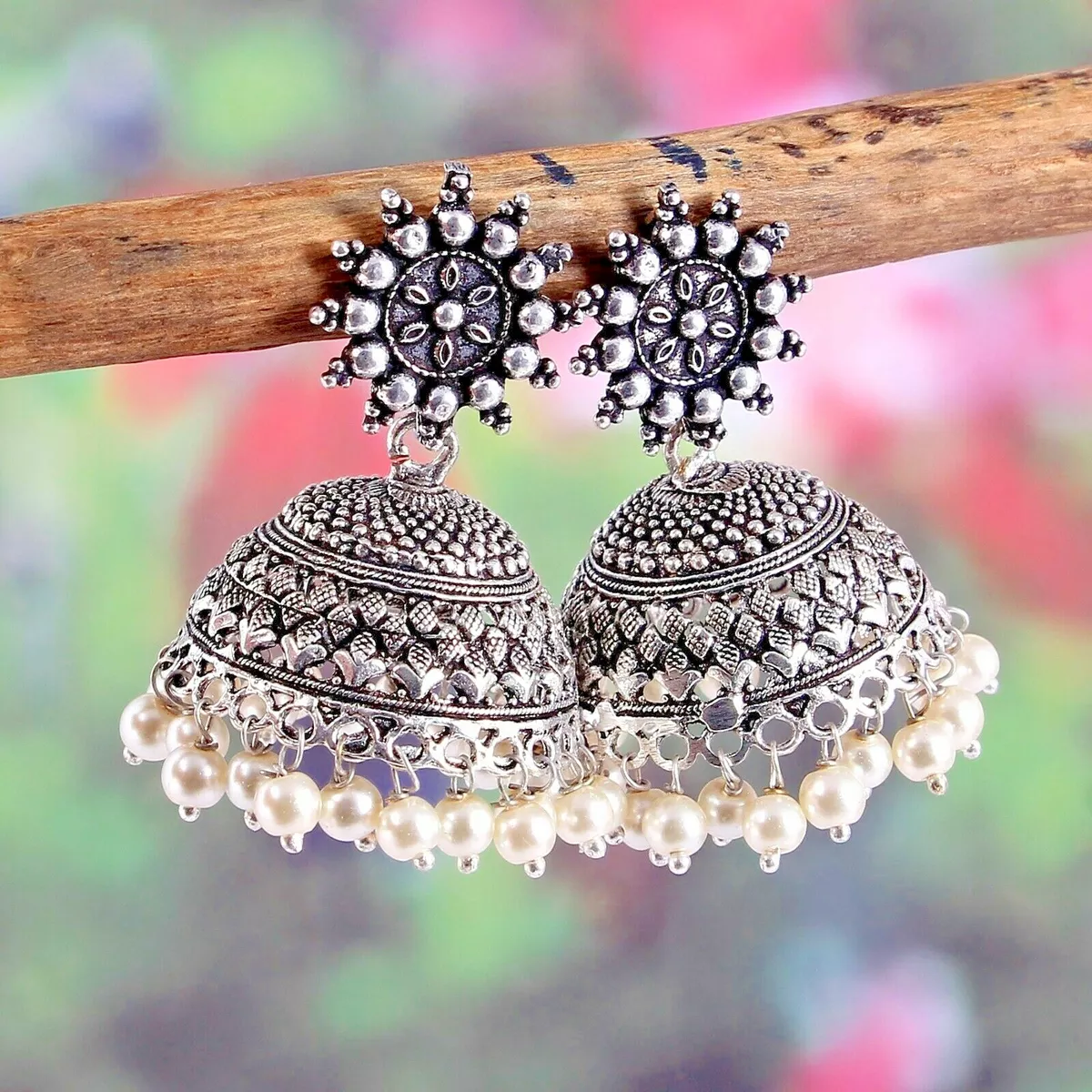Oxidized silver shop earrings