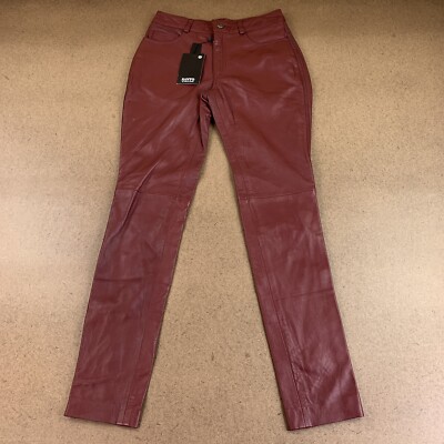 Santo Womens 36 US 5 Slim Fit High Skinny Leg Genuine Lambskin Leather Pants NWT