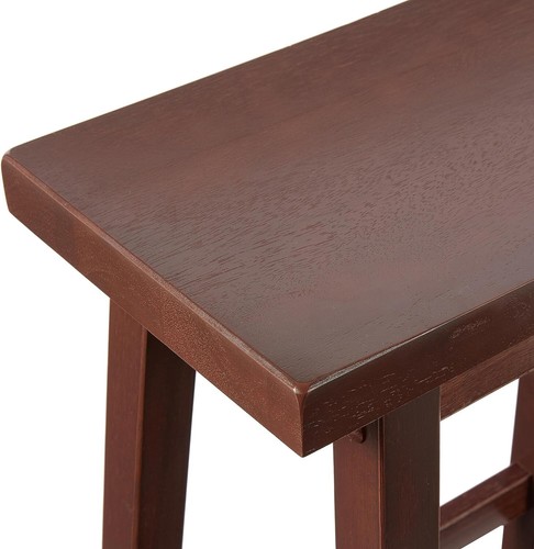 Contemporary Walnut Finish Counter-Height Stool - Set of 2, Solid Wood, 24-Inch - Picture 7 of 11