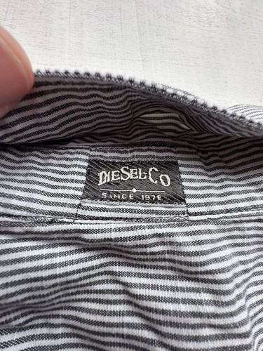 DieSel-co Mens White with GrayStripes Button Down Dress Shirt Size L Gingham - Picture 15 of 15