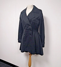 Kangol - Uk Size 10 Black Collared Military Style Peplum Hi-low Coat
