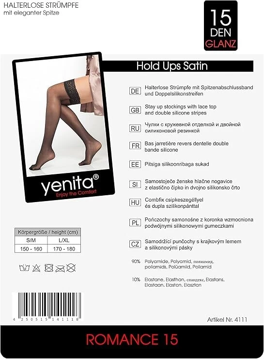 Rot 2 Paar yenita® Halterlose Strümpfe m. Naht Strapse Nahtstrümpfe 15 Den Nylon - Bild 3 von 3