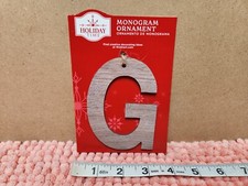 Holiday Time Christmas Ornament Monogram Letter Ornament "G" Faux Wood 4" NEW
