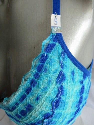VICTORIAS SECRET PINK PUSH-UP RACERBACK BLUE LACE BRA S - Picture 8 of 12