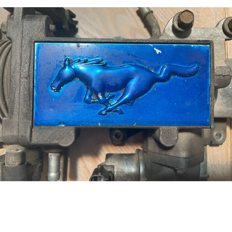 1999-2004 Ford Mustang GT 4.6L Upper Intake Manifold Throttle Body Plenum, Blue - Image 2 of 4