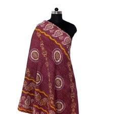 Vintage Kantha Scarf Cotton Bandana Sew Long Reversible Scarf Hijab Scarves Big