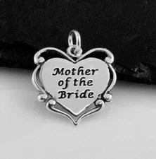 925 Sterling Silver Mother of the Bride Heart Charm - Wedding Party Charm