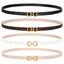 CESCOSI 4 Pack Women Skinny Leather Belts for Dresses Thin Waist Belt for Jea...