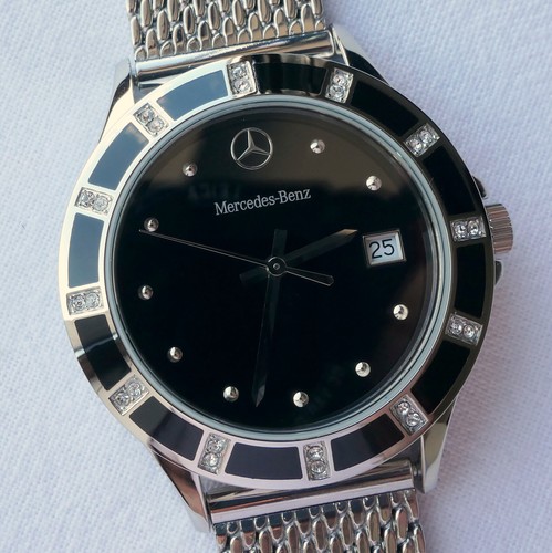 Mercedes Benz Ladies Women's Classic Car Accessory Ceramic Swarovski Swiss Watch - Picture 10 of 19