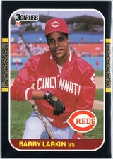 Barry Larkin 1987 Donruss MLB Baseball #492 Cincinnati Reds Rookie Card RC. rookie card picture