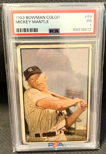 1953 Bowman COLOR #59 MICKEY MANTLE New York Yankees PSA 1