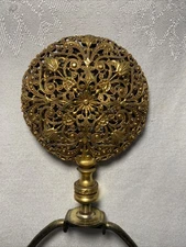 Vintage Ornate Brass Round Filigree Metal Lamp Finial