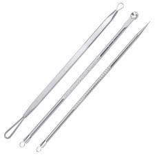 3 Pcs Stainless Steel Blackhead Remover Tool Kit Whitehead Pimple Spot Comedone