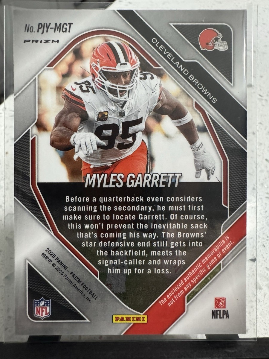 2025 Panini Prizm - Premier Jerseys Myles Garrett #PJY-MGT Neon