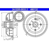Bremstrommel ATE 24.0220-0033.2 (2 Stk.) FüR Opel Corsa B Tigra Caravan