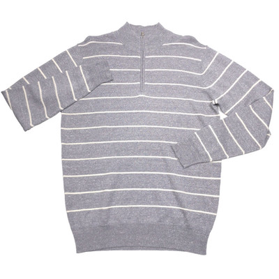 $250 Peter Millar Crown Eastham British Gray Striped 1/4 Zip Sweater Mens XL