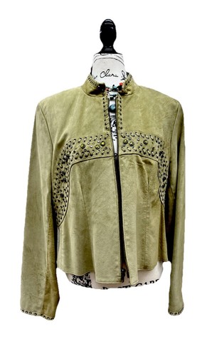 🔥🔥VTG "DOUBLE D RANCH" GRÜNE WILDLEDER LEDERJACKE YOAKUM TEXAS - Bild 1 von 6