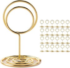 26 Pack Gold Table Number Holders 2in, Place Card Photo Holder Stands